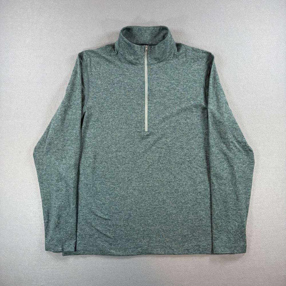 Lululemon Soft Jersey 1/2 Zip Men Large Green Heathered Pullover Performance Gym